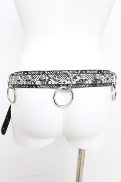 画像3: SEX POT ReVeNGe / パイソン柄スカルリングベルト  ブラック/グレー Y-26-03-03-004-SP-ZA-SZ-ZY