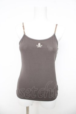 画像1: Ozz Croce / スカル刺繍キャミ  チャコール Y-26-03-03-053-OO-TO-SZ-ZY