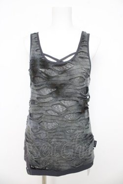 画像1: Ozz Croce / ムラ染め柄ダメージタンクトップ  ブルー Y-26-03-03-060-OO-TO-SZ-ZY