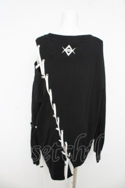 画像2: REFLEM / 編み上げ ロンT F ブラック Y-26-03-03-067-PU-TS-SZ-ZY