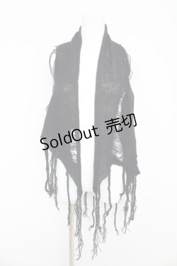 画像1: BPN / ダメージニット三角ストール  ブラック Y-26-03-03-006-GO-ZA-SZ-ZY