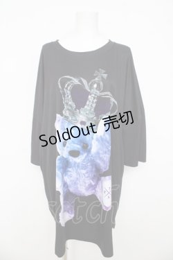 画像1: TRAVAS TOKYO / CROWN BEAR ROUND HEM Tシャツ F ブラック/ブルー Y-26-03-03-071-PU-TS-SZ-ZY