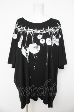 画像1: SEX POT ReVeNGe / VIOLENT CHERRY BIG SQUAREカットソー F ブラック Y-26-03-03-073-SP-TO-SZ-ZY