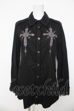 画像1: ALGONQUINS / クロス刺繍ロングブラウス 2 ブラック Y-26-03-03-084-AL-BL-SZ-ZY