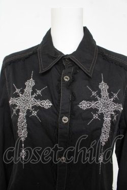 画像3: ALGONQUINS / クロス刺繍ロングブラウス 2 ブラック Y-26-03-03-084-AL-BL-SZ-ZY