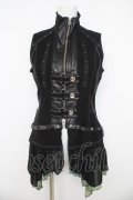 Ozz Croce / 裾メッシュフリルベスト  黒 Y-26-03-03-086-OO-TO-SZ-ZY
