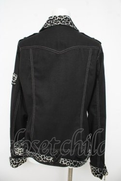 画像2: ALGONQUINS / レオパードライダースジャケット ユニセックス ブラック/グレー Y-26-03-03-092-AL-JA-SZ-ZY