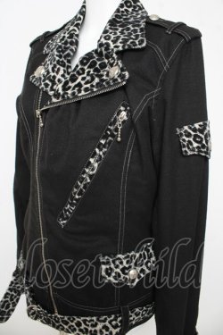 画像3: ALGONQUINS / レオパードライダースジャケット ユニセックス ブラック/グレー Y-26-03-03-092-AL-JA-SZ-ZY