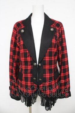画像1: ALGONQUINS / チェックフリルジャケット 2 レッド/ブラック Y-26-03-03-093-AL-JA-SZ-ZY