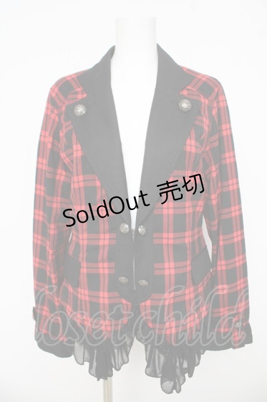 画像1: ALGONQUINS / チェックフリルジャケット 2 レッド/ブラック Y-26-03-03-093-AL-JA-SZ-ZY (1)