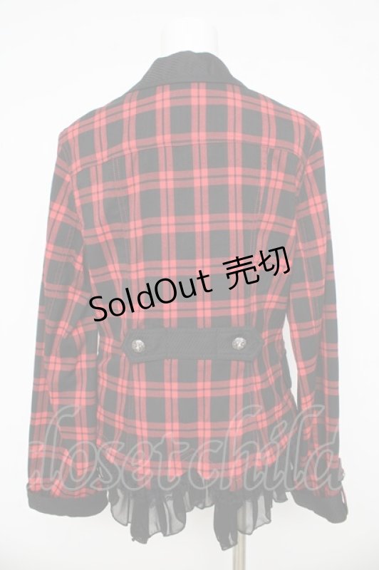 画像2: ALGONQUINS / チェックフリルジャケット 2 レッド/ブラック Y-26-03-03-093-AL-JA-SZ-ZY (2)