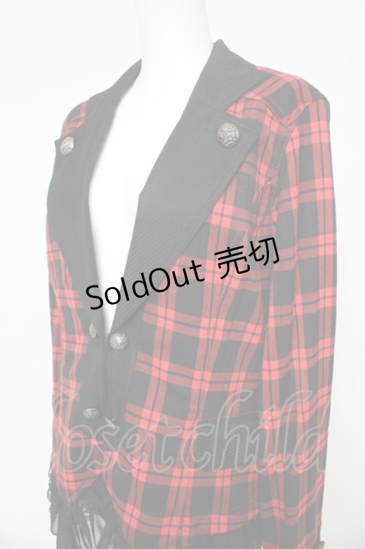 画像3: ALGONQUINS / チェックフリルジャケット 2 レッド/ブラック Y-26-03-03-093-AL-JA-SZ-ZY (3)