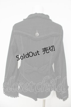 画像2: ALGONQUINS / ストライプフリルジャケット F ブラック Y-26-03-03-095-AL-JA-SZ-ZY