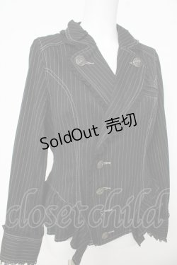 画像3: ALGONQUINS / ストライプフリルジャケット F ブラック Y-26-03-03-095-AL-JA-SZ-ZY