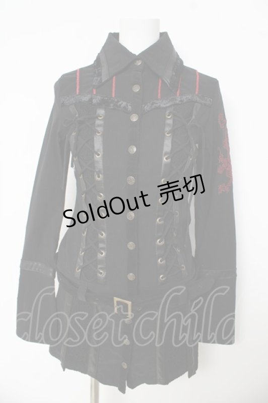 画像1: Ozz Croce / 2WAY編み上げジャケットワンピース  ブラック/レッド Y-26-03-03-096-OO-OP-SZ-ZY (1)