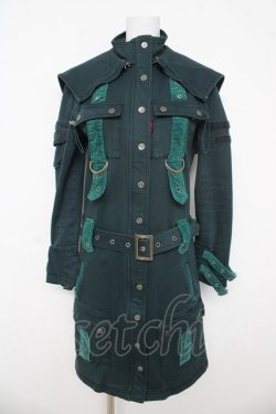 画像1: Ozz On / フード付きベルトデザイントレンチコート  グリーン Y-26-03-03-098-OO-CO-SZ-ZY