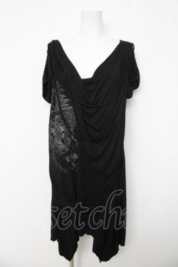 画像1: Ozz Croce / フロントドレープカットチュニ  黒 Y-26-03-03-099-OO-OP-SZ-ZY