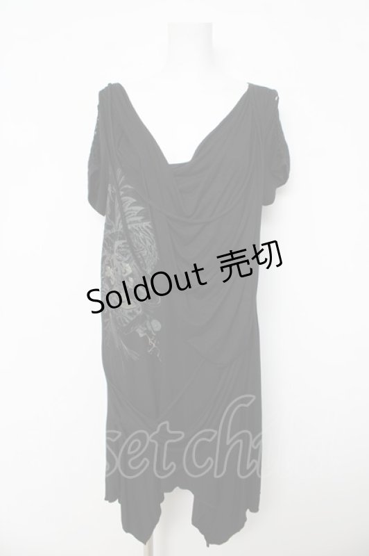 画像1: Ozz Croce / フロントドレープカットチュニ  黒 Y-26-03-03-099-OO-OP-SZ-ZY (1)