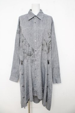 画像1: Ozz conte / ビッグシルエットシャツワンピース  ライトグレー Y-26-03-03-100-OO-OP-SZ-ZY