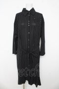 Rozen Kavalier / 羽刺繍ストライプ長袖ワンピース  黒 Y-26-03-03-101-OO-OP-SZ-ZY
