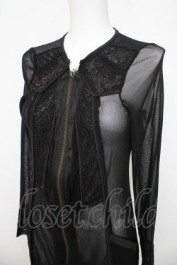 画像3: Ozz Croce / シースルーロングZIPカーディガン  黒 Y-26-03-03-102-OO-TO-SZ-ZY