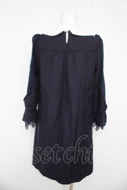 画像2: axes femme / パール使いストライプワンピース  紺 Y-26-03-03-106-AX-OP-SZ-ZY