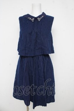 画像1: axes femme / ストライプワンピース  紺 Y-26-03-03-108-AX-OP-SZ-ZY