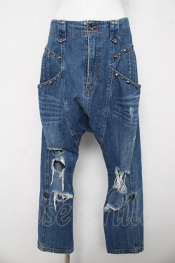 画像1: ALGONQUINS / ダメージデニムサルエルパンツ F ブルー Y-26-03-03-116-AL-PA-SZ-ZY