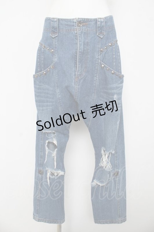 画像1: ALGONQUINS / ダメージデニムサルエルパンツ F ブルー Y-26-03-03-116-AL-PA-SZ-ZY (1)