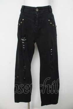 画像1: ALGONQUINS / ダメージデニムパンツ F ブラック Y-26-03-03-118-AL-PA-SZ-ZY
