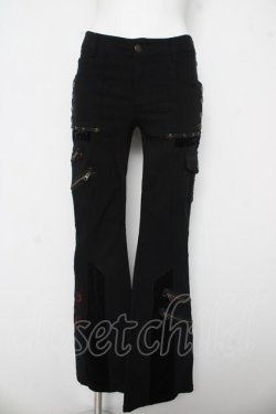 画像1: Ozz Croce / 龍刺繍ZIPパンツ  ブラック/レッド Y-26-03-03-122-OO-PA-SZ-ZY