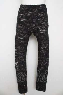 画像1: PEACE NOW / ダメージガーゼレギンスパンツ M ブラック/ホワイト Y-26-03-03-123-PU-PA-SZ-ZY