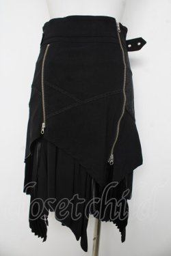 画像2: Ozz oneste / 菊プリントフロントZIPスカート  黒 Y-26-03-03-133-OO-SK-SZ-ZY