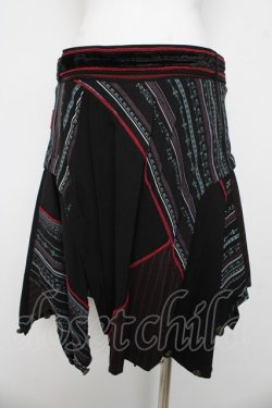 画像2: Ozz Croce / スカルストライプボタンデザインスカート  ブラック/レッド Y-26-03-03-135-OO-SK-SZ-ZY