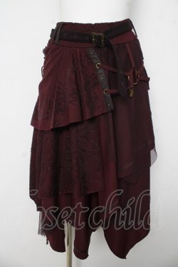 画像1: Ozz Croce / 蜘蛛の巣レースランダムフリルスカート  ワイン Y-26-03-03-137-OO-SK-SZ-ZY
