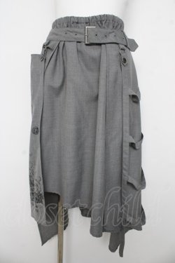 画像1: Ozz Croce / アシメラップ風レイヤードスカート  グレー Y-26-03-03-138-OO-SK-SZ-ZY