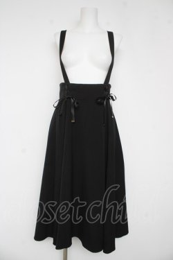 画像1: Secret Honey / サスペンダー付ミディ丈マチスカート  黒 Y-26-03-03-139-CA-SK-AS-ZY