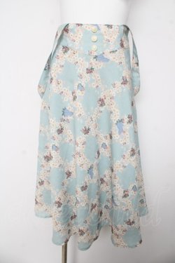 画像1: Fi.n.t / サスペンダー付きレトロフラワーチェック柄スカート  サックス Y-26-03-03-141-CA-SK-SZ-ZY