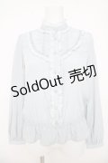 axes femme / ヨーク切替えフリルブラウス  サックス Y-26-03-03-025-AX-BL-SZ-ZY