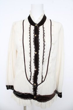 画像1: axes femme / ベロア使いブラウス  生成り Y-26-03-03-027-AX-BL-SZ-ZY