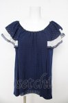 画像1: axes femme / パール付きトップス  紺 Y-26-03-03-029-AX-TO-SZ-ZS (1)