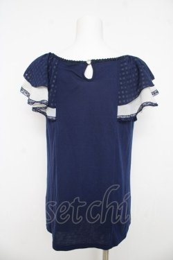 画像2: axes femme / パール付きトップス  紺 Y-26-03-03-029-AX-TO-SZ-ZY