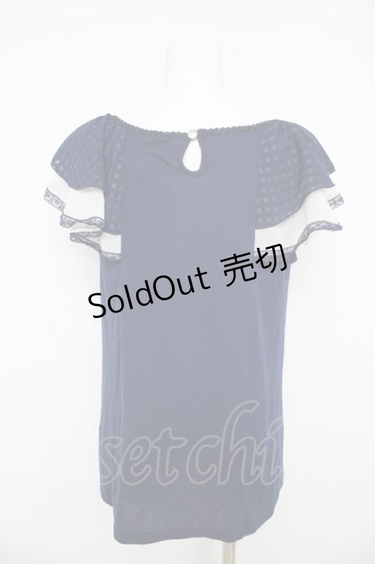 画像2: axes femme / パール付きトップス  紺 Y-26-03-03-029-AX-TO-SZ-ZS (2)