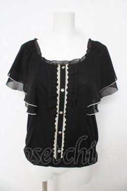 画像1: axes femme / ラッフルスリーブタンクトップ  黒 Y-26-03-03-033-AX-TO-SZ-ZY