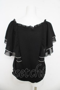 画像2: axes femme / ラッフルスリーブタンクトップ  黒 Y-26-03-03-033-AX-TO-SZ-ZY