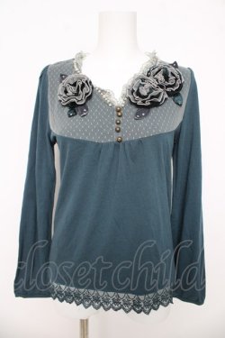 画像1: axes femme / ドット切替カットソー  グリーン Y-26-03-03-035-AX-TO-SZ-ZY