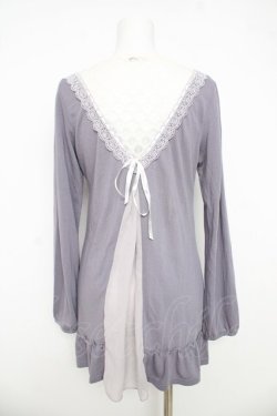 画像2: axes femme / バックレースロングカーディガン  ラベンダー Y-26-03-03-036-AX-TO-SZ-ZY