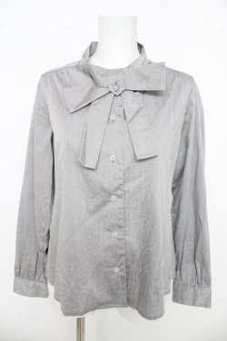 画像1: Fi.n.t / リボンデザインブラウス  グレー Y-26-03-03-038-CA-BL-SZ-ZY