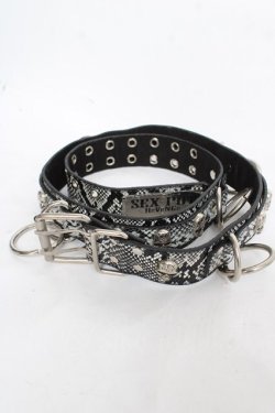 画像1: SEX POT ReVeNGe / パイソン柄スカルリングベルト  ブラック/グレー Y-26-03-03-004-SP-ZA-SZ-ZY