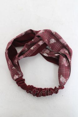 画像4: axes femme / ローズチェックヘアバンド  ワイン Y-26-03-06-041-AX-AC-SZ-ZY